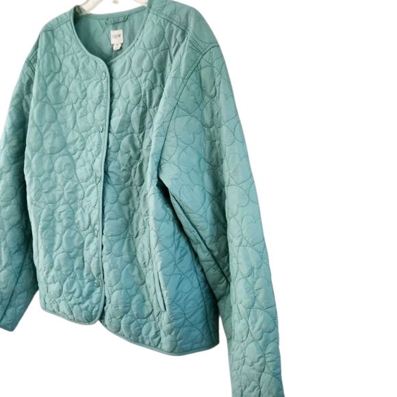 J.CREW Women's Green Snap Button Quilted Heart Jacket Aventurine Size M NEW - Picture 4 of 10
